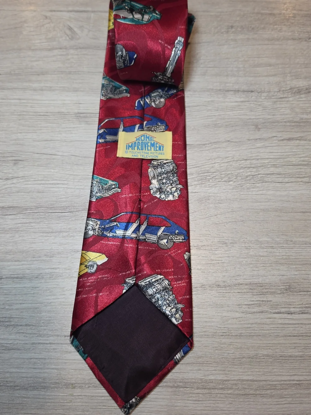 Vintage Home Improvement Necktie Men's Classic Car Print Red 56 Inches